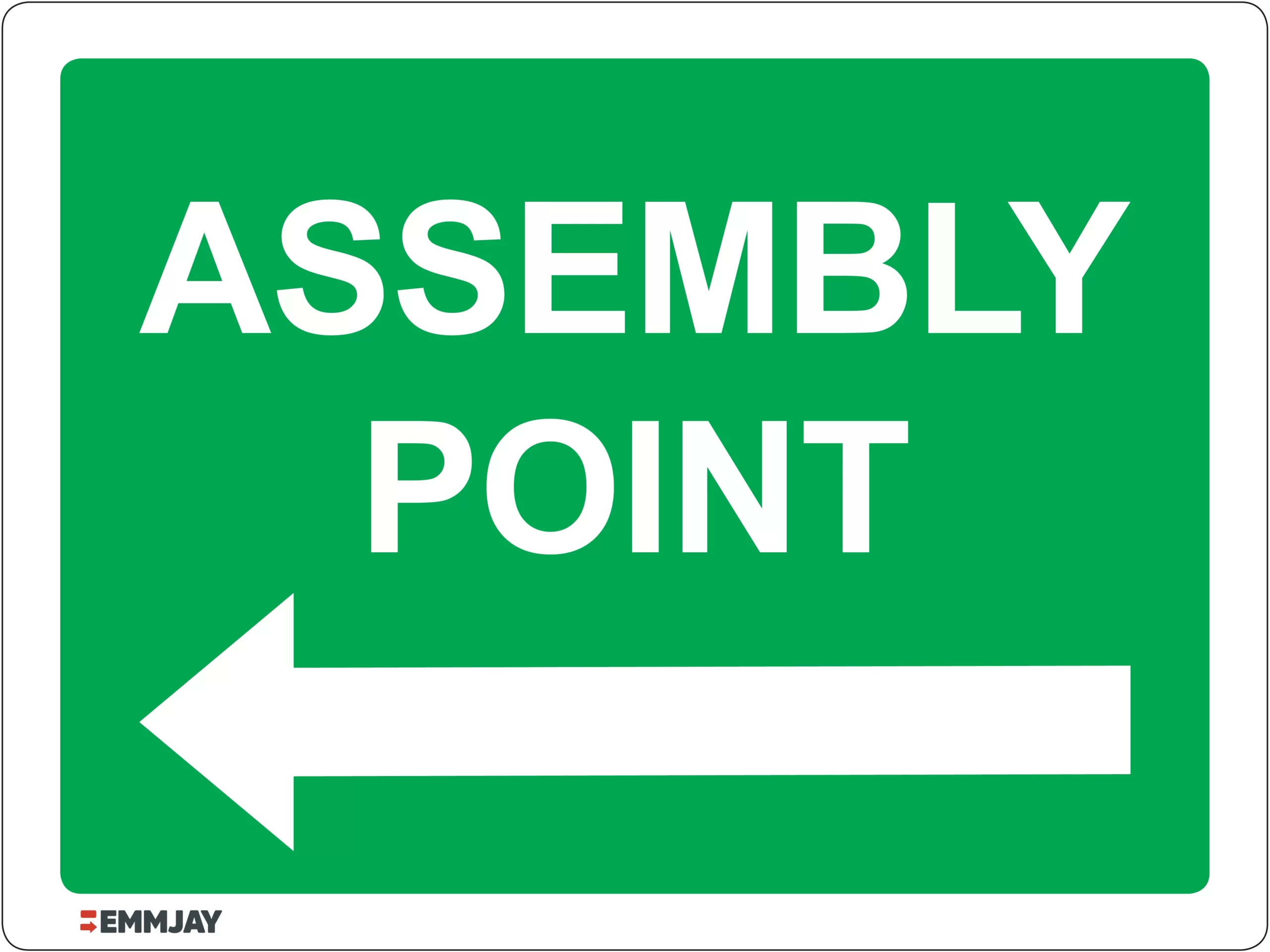 Workplace Safety Signs - Emmjay - Assembly Point - Pointing Arrow to the Left Sign