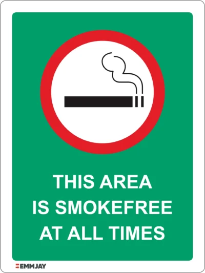 Workplace Safety Signs - Emmjay - This Area Is Smokefree At All Times Sign