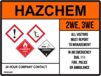 EGL 0200 HAZCHEM – 2WE, 3WE Sign