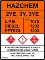 EGL 0202 HAZCHEM – 2YE 3Y 3YE, 1075, 1202, 1203 Sign