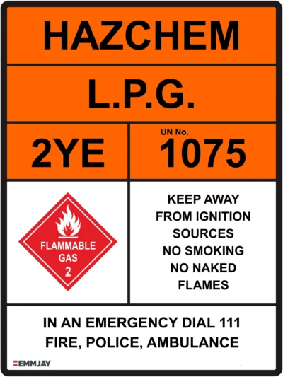 EGL 0203 HAZCHEM – 2YE 1075, LPG Sign