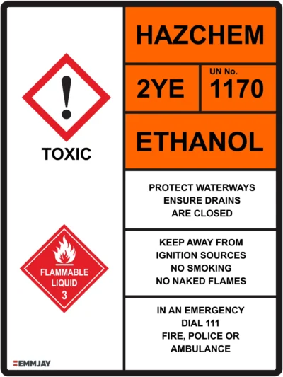EGL 0204 HAZCHEM – 2YE 1170, Ethanol Sign