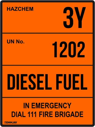EGL 0208 HAZCHEM – 3Y UN1202, Diesel Fuel Sign