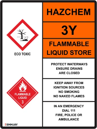 EGL 0209 HAZCHEM – 3Y Flammable Liquid Store Sign
