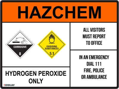 EGL 0235 HAZCHEM – Hydrogen Peroxide Only Sign