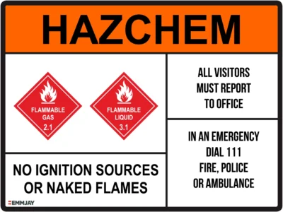 EGL 0244 HAZCHEM – No Ignition Sources Or Naked Flames Sign