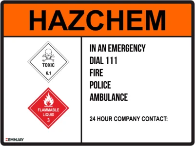 EGL 0258 HAZCHEM – Toxic And Flammable Substances Sign