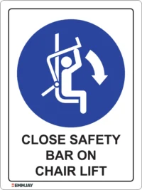 EGL 0323 Mandatory – Close Safety Bar on Chair Lift Sign