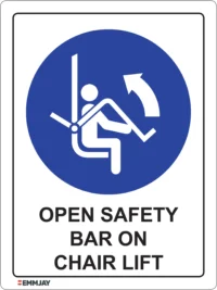 EGL 0355 Mandatory – Open Safety Bar On Chair Lift Sign