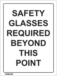 EGL 0364 Mandatory – Safety Glasses Required Beyond This Point Sign