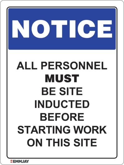 EGL 0412 NOTICE – All Personnel Must Be Site Inducted Before Starting Work On This Site Sign