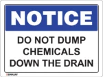 EGL 0419 NOTICE – Do Not Dump Chemicals Down The Drain Sign