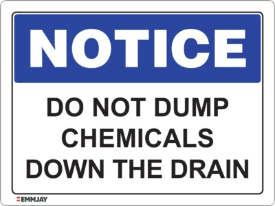 EGL 0419 NOTICE – Do Not Dump Chemicals Down The Drain Sign
