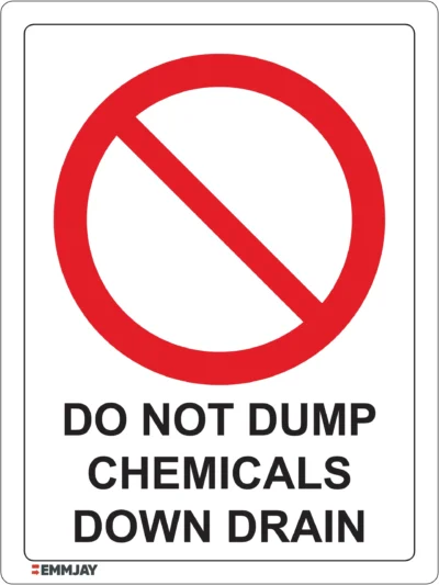 EGL 0504 PROHIBITION – Do Not Dump Chemicals Down Drain Sign