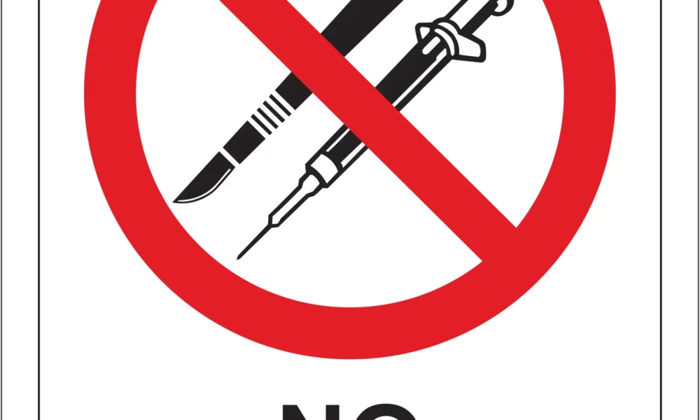 Workplace Safety Signs - Emmjay - Prohibition - No sharps Sign