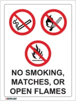 EGL 0547 PROHIBITION – No Smoking, Matches, or Open Flames Sign