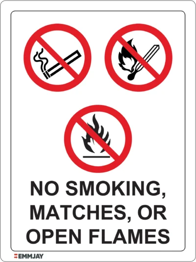 EGL 0547 PROHIBITION – No Smoking, Matches, Or Open Flames Sign