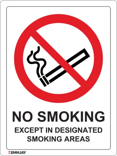 EGL 0548 PROHIBITION – No Smoking Except In Designated Smoking Areas Sign