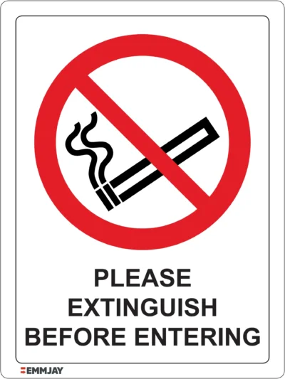 EGL 0554 PROHIBITION – Please Extinguish Before Entering Sign