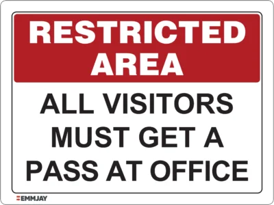 EGL 0600 Restricted Area – All Visitors Must Get A Pass At Office Sign