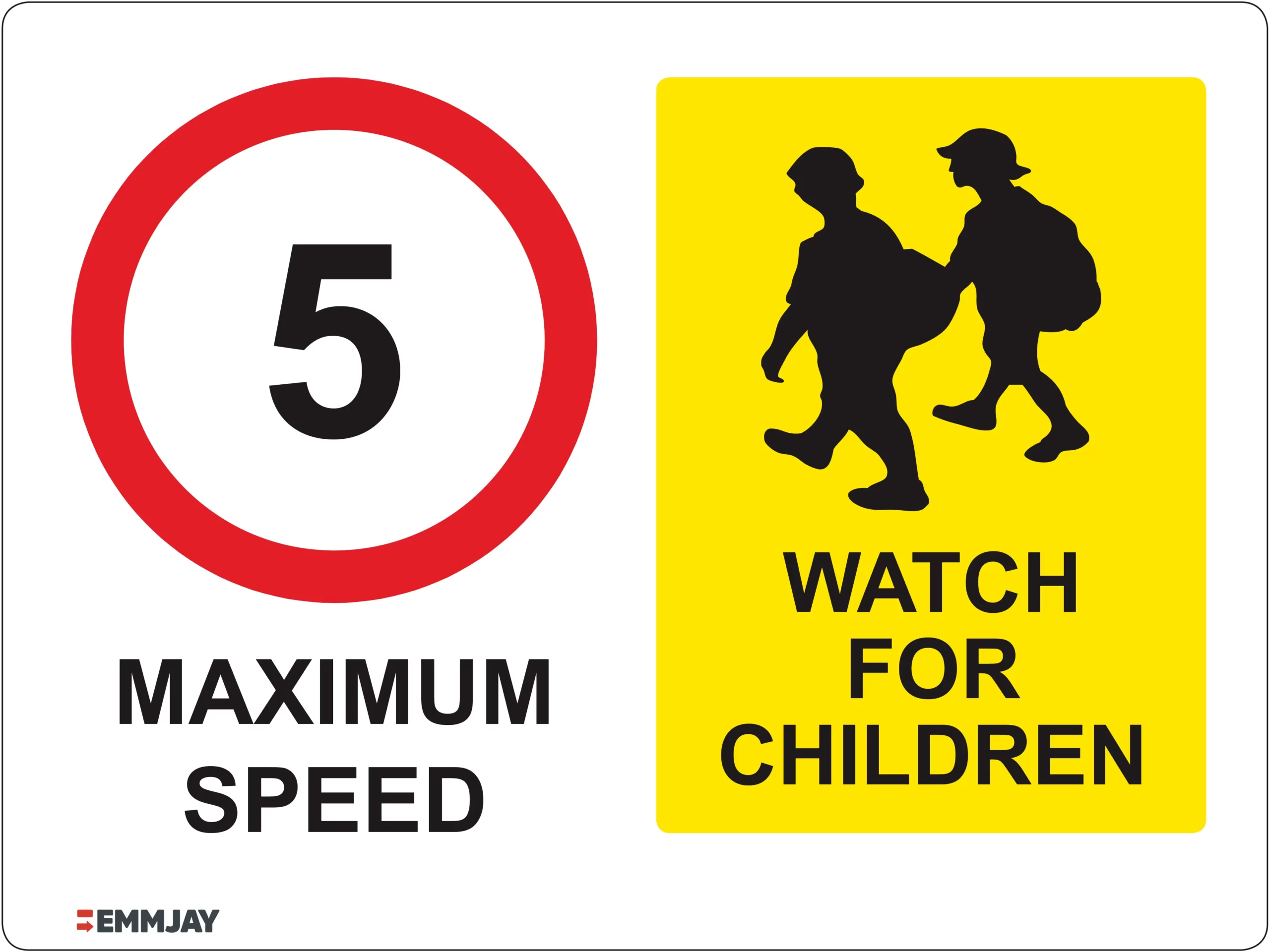 Workplace Safety Signs - Emmjay - Maximum speed 5 - Watch for Children Sign