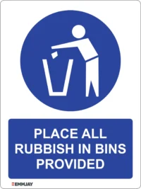 EGL 0664 School Sign – Place All Rubbish in Bins Provided Sign