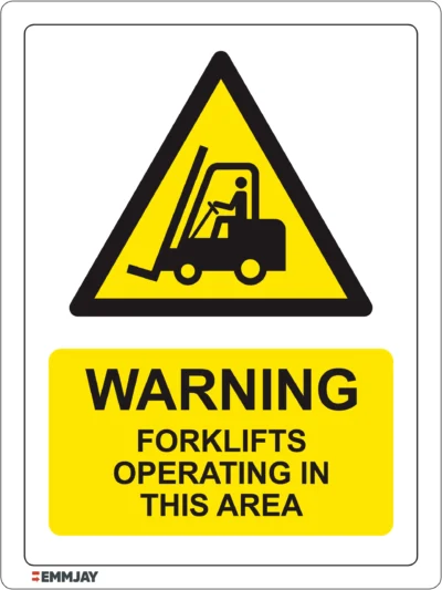 Workplace Safety Signs - Emmjay - Warning - Forklifts Operating In This Area Sign