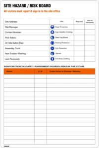 HZ003 – Site Hazard/ Risk Board