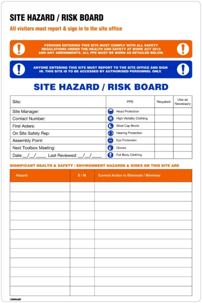 HZ004 – Site Hazard/ Risk Board