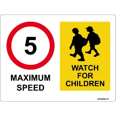 Workplace Safety Signs - Emmjay - Maximum speed 5 - Watch for Children Sign