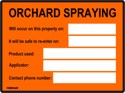 EGL 0265 HAZCHEM – Orchard Spraying Sign