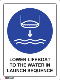 EGL 0351 Mandatory – Lower Lifeboat to the Water in Launch Sequence Sign