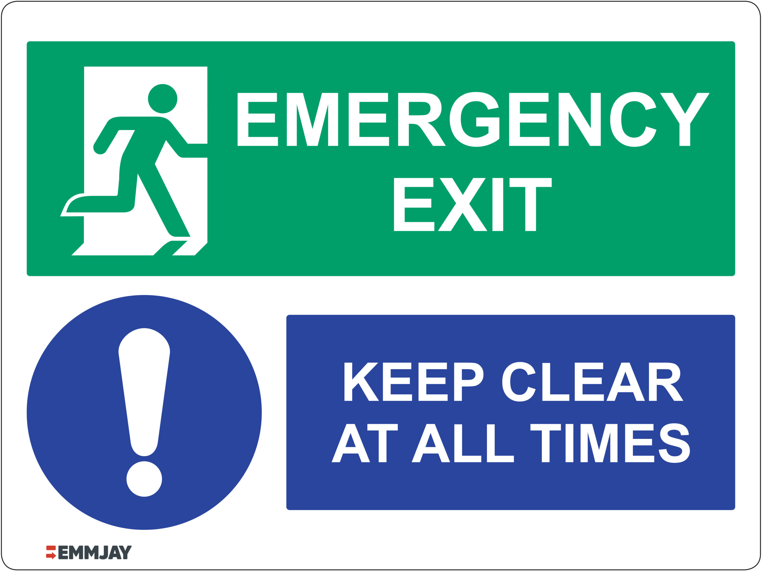  Workpalce Safety Signs - Emmjay - Notice - Emergency Exit Keep Clear at all Times Sign