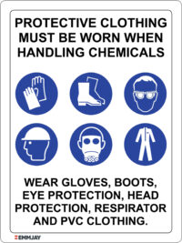 EGL 0472 NOTICE – Protective Clothing Must be Worn When Handling Chemicals Sign
