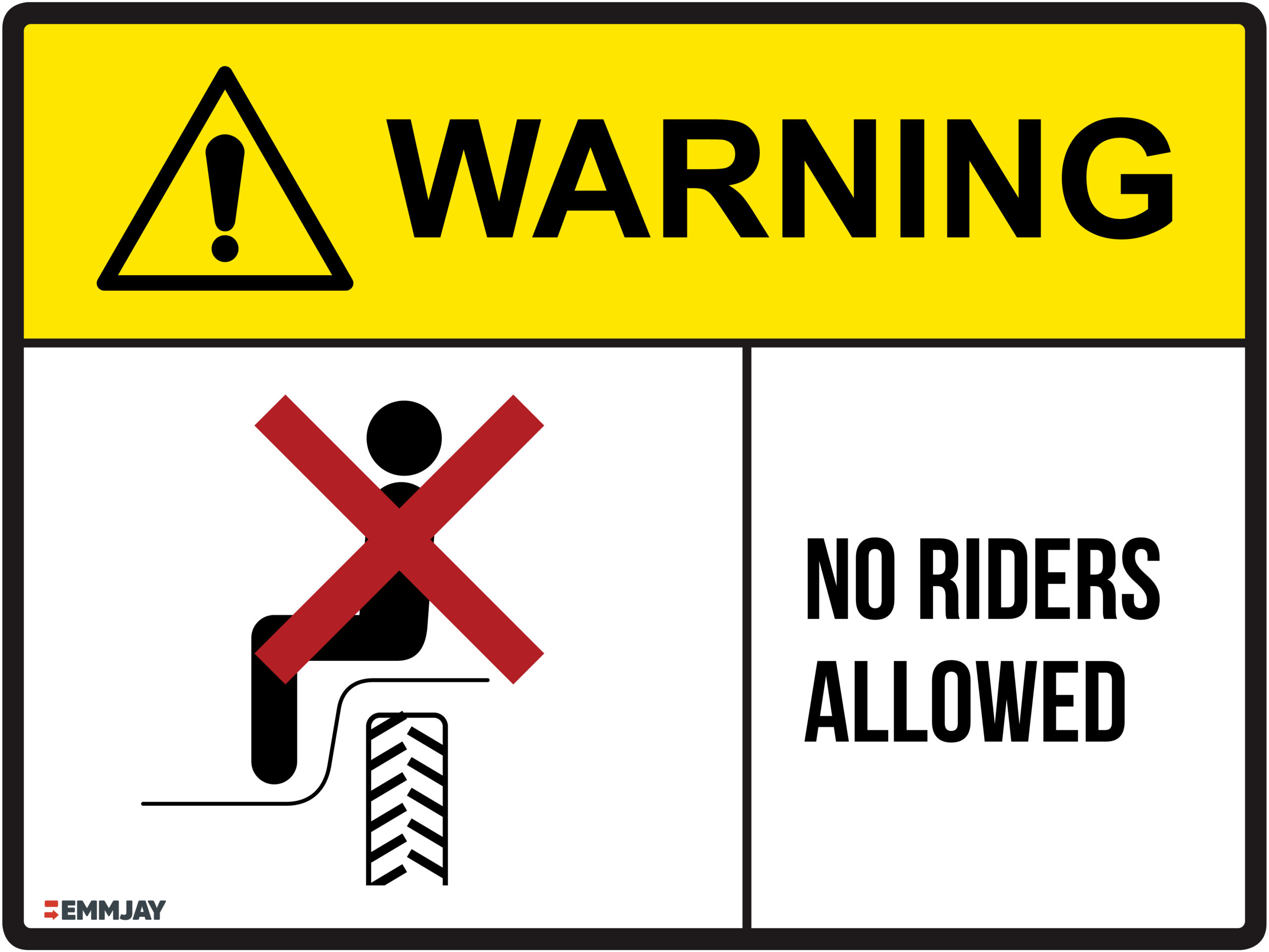Workpalce Safety Signs - Emmjay - Warning - No Riders Allowed Sign
