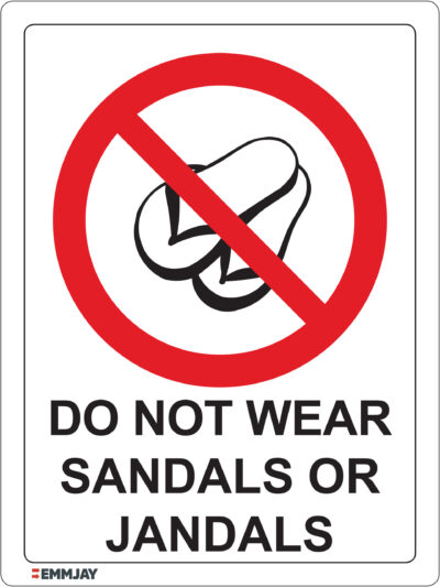 EGL 0510 PROHIBITION – Do Not Wear Sandals Or Jandals Sign