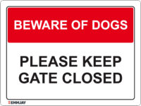 EGL 1101 Beware of Dogs – Please Keep Gate Closed Sign
