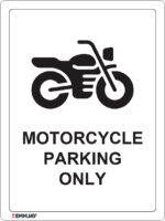EGL 1138 – Motorcycle Parking Only White Vertical Sign