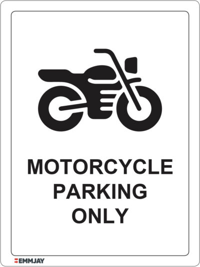 EGL 1138 – Motorcycle Parking Only White Vertical Sign