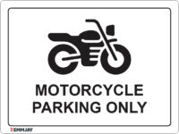 EGL 1140 – Motorcycle Parking Only White Horizontal Sign