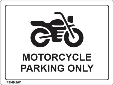 EGL 1140 – Motorcycle Parking Only White Horizontal Sign