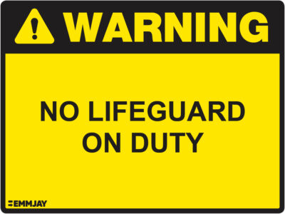 EGL 1186 Warning – No Lifeguard On Duty Sign