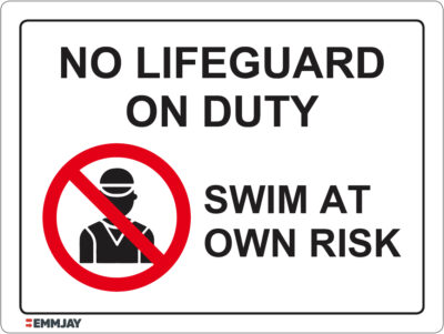 EGL 1187 No Lifeguard on Duty – Swim at Own Risk Sign