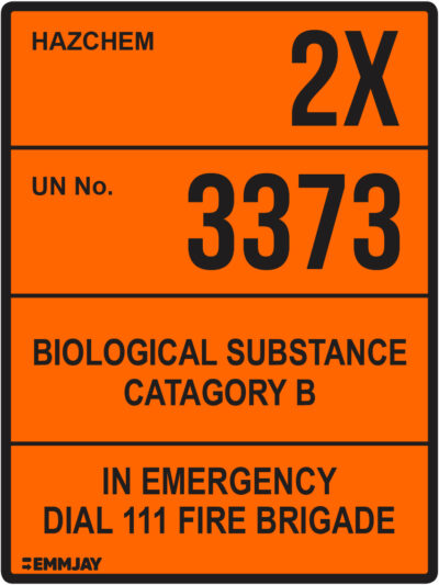 EGL 1194 HAZCHEM – 2x 3373 Biological Substance Category B Sign