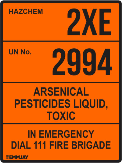 EGL 1195 HAZCHEM – 2xe 2994 Arsenical Pesticides Liquid, Toxic Sign