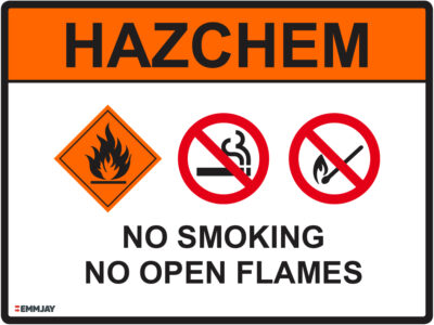 EGL 1202 HAZCHEM – No Smoking No Open Flames Sign