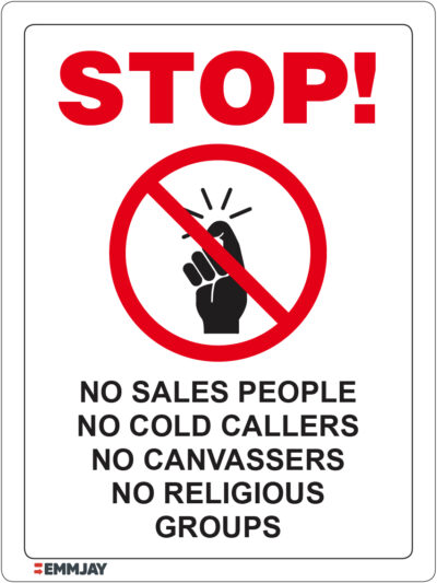 EGL 1218 Stop – No Sales People, Cold Callers, Canvassers, Religious Sign