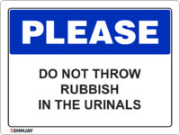 EGL 1251 Please – Do not Throw Rubbish in the Urinals Sign