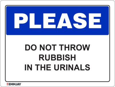 EGL 1251 Please – Do Not Throw Rubbish In The Urinals Sign