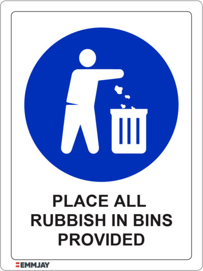 EGL 1257 Information – Place All Rubbish In Bins Provided Sign